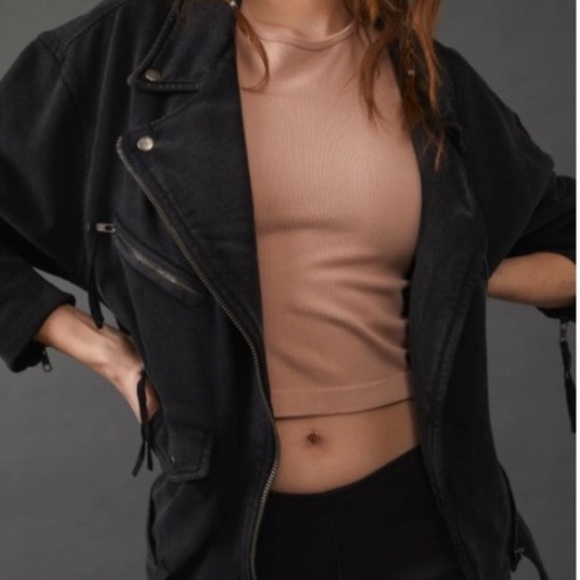 Free People ✨ We The Free Rebel Moto Knit Black Jacket - Picture 3 of 8